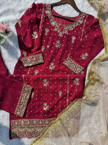 Faux Georgette Sequence Moti Work Eid Special Dress for women (Stitched) Ethenika.com