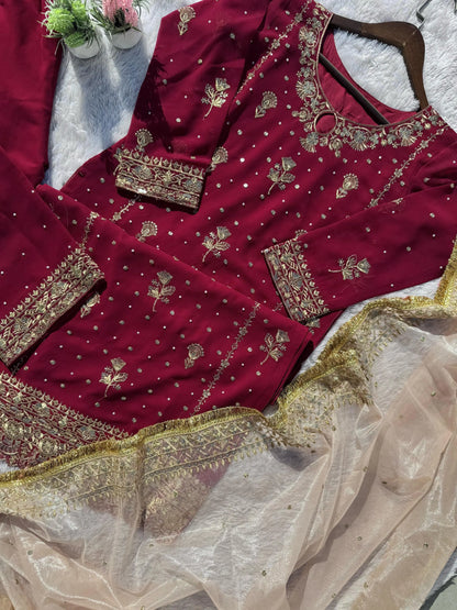 Faux Georgette Sequence Moti Work Eid Special Dress for women (Stitched) Ethenika.com