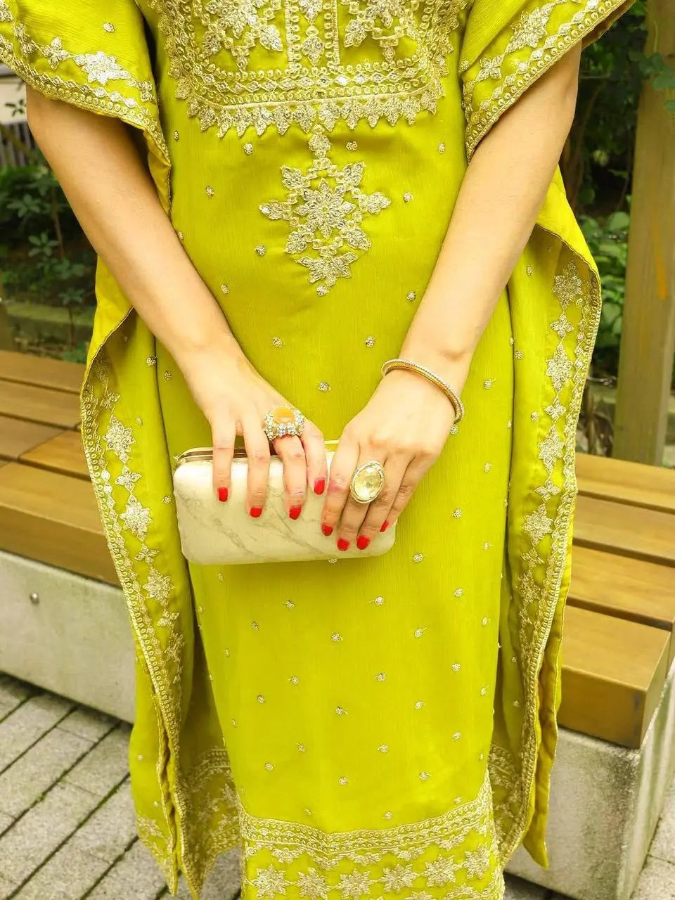 Faux Georgette Zari Embroidery Work Designer Kurti Pant Dupatta Set (Ready to Wear) Ethenika.com