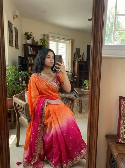 Fendy Silk C Pallu 3mm sequence embroidery work Saree Ethenika.com