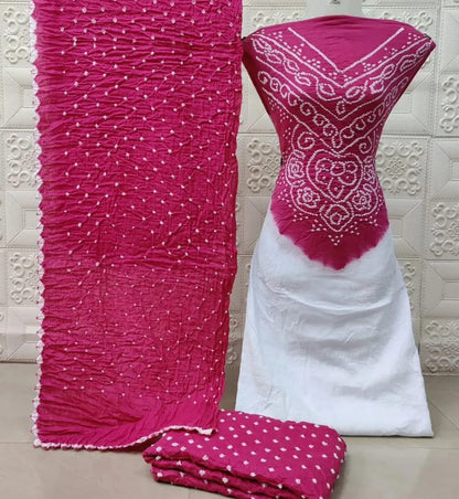 Cotton Satin Kusum Kutch Bandhej Work Contrast Bandhani Dress Material - Premium  from Ethenika.com  - Just INR 1590! Shop now at Ethenika.com 