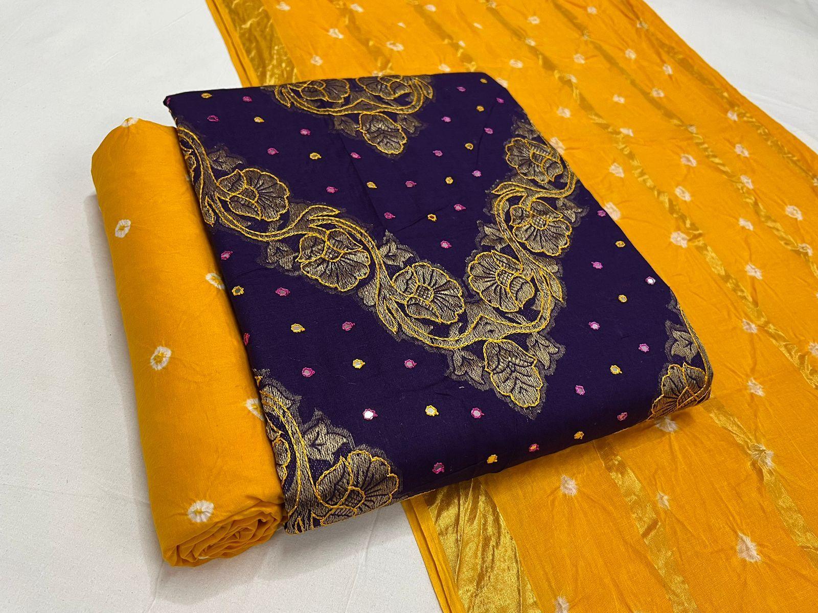 Cotton Bandhani Dress Material at Rs 875/piece in Vadodara | ID: 21995132388