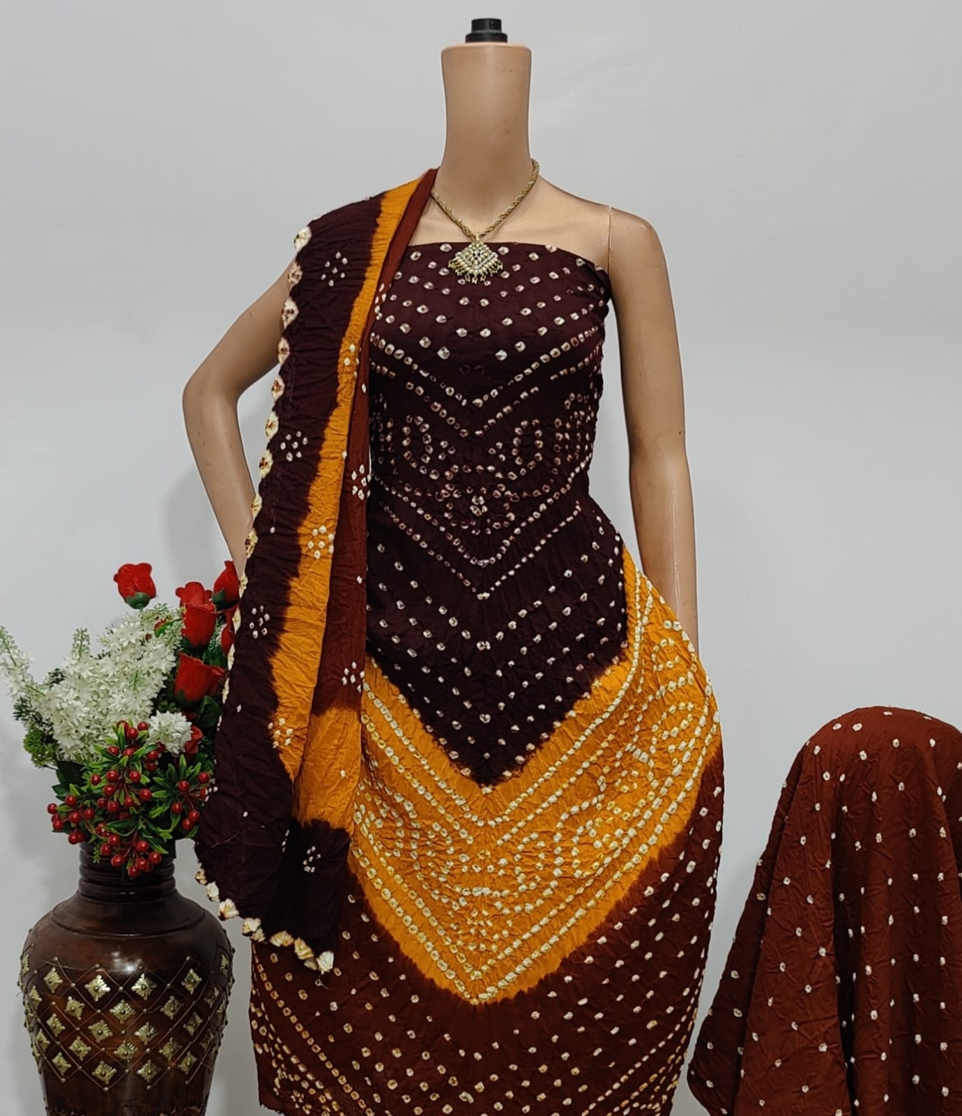 Cotton Satin V panel Multi Colour Kutch Bandhani Material - Premium  from Ethenika.com - Just INR 1690! Shop now at Ethenika.com 