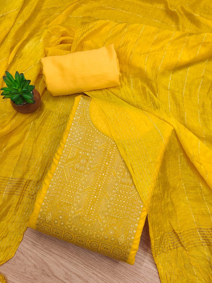 Dola Silk Jeckard Weaving Dress Material (Unstitched) Ethenika.com 