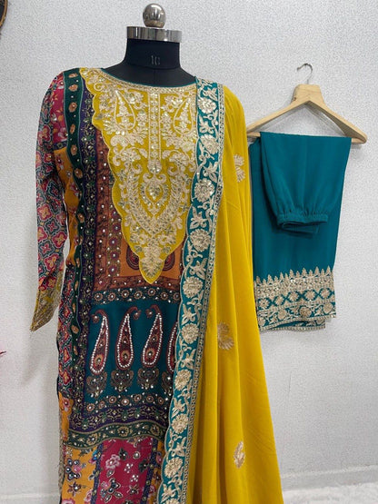 Faux Georgette  Diamond Mirror work Pakistani Suit (Stitched) - Premium  from Ethenika.com - Just INR 2590! Shop now at Ethenika.com 