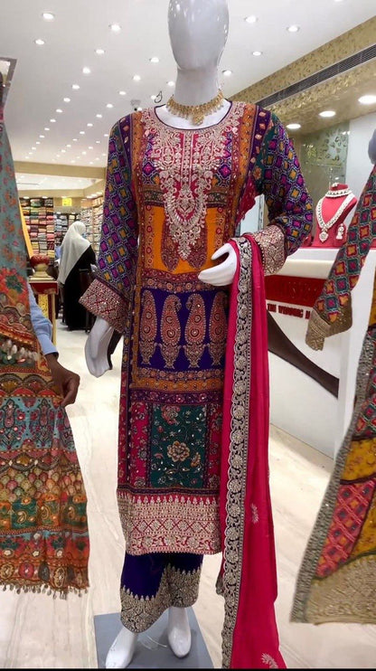 Faux Georgette  Diamond Mirror work Pakistani Suit (Stitched) - Premium  from Ethenika.com - Just INR 2590! Shop now at Ethenika.com 