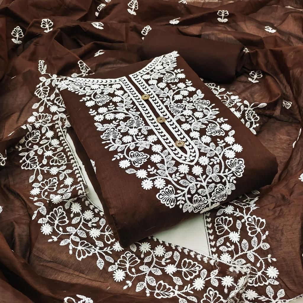 Thread Modal Designs Modal Thread Embroidery work Salwar Material (Unstitched) – Ethenika.com