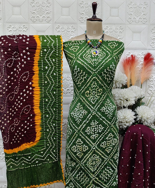 Cotton Bandhani Dress Green