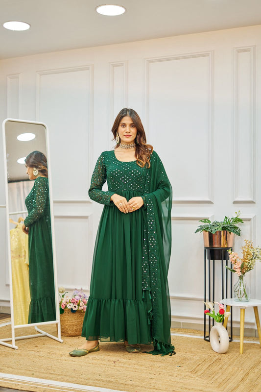 Faux Georgette Gown Dupatta Set - Premium  from Ethenika.com - Just INR 1790! Shop now at Ethenika.com 