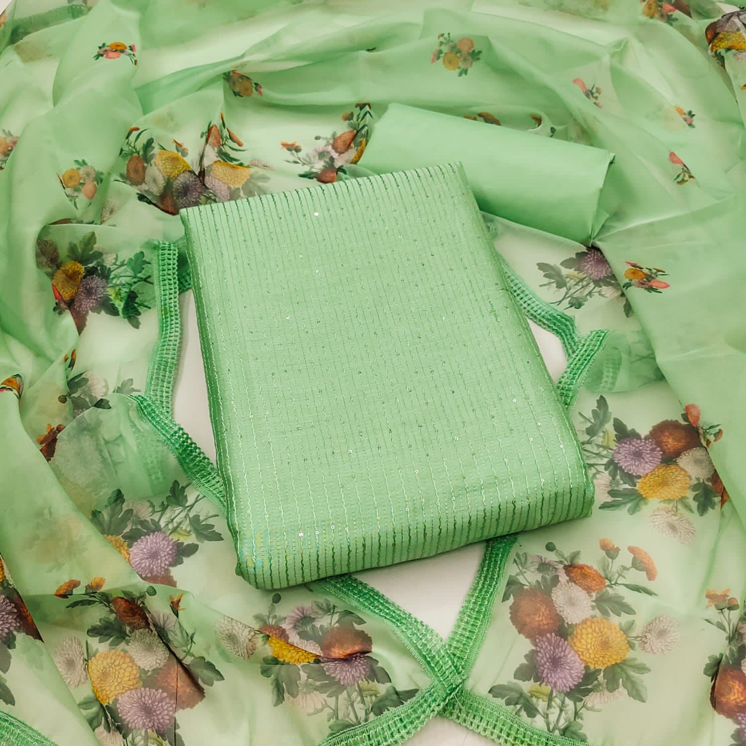 Chanderi Silk Crochet work Dress Material - Premium  from Ethenika.com  - Just INR 1390! Shop now at Ethenika.com 