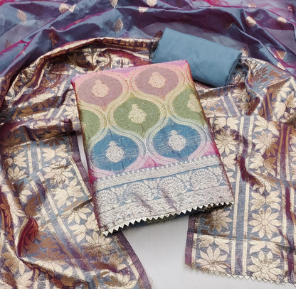 Organza silk Jeckard weaving dress material - Premium  from Ethenika.com  - Just INR 1590! Shop now at Ethenika.com 