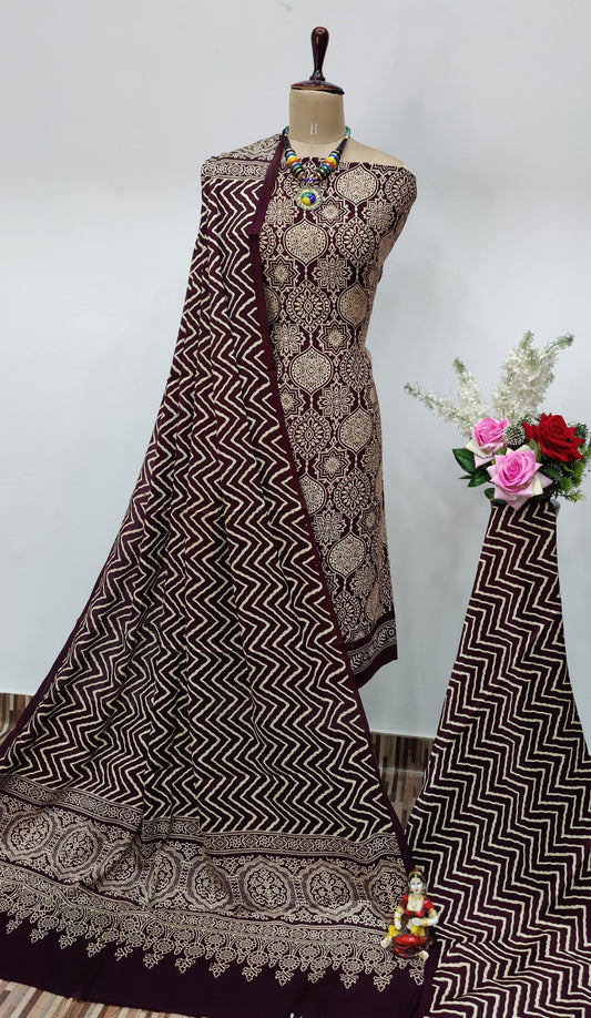 Modal Ghazi Silk Original Ajrakh work Dress Material - Premium  from Ethenika.com  - Just INR 2890! Shop now at Ethenika.com 