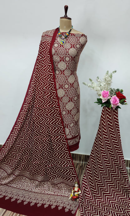 Modal Ghazi Silk Original Ajrakh work Dress Material - Premium  from Ethenika.com - Just INR 2890! Shop now at Ethenika.com 