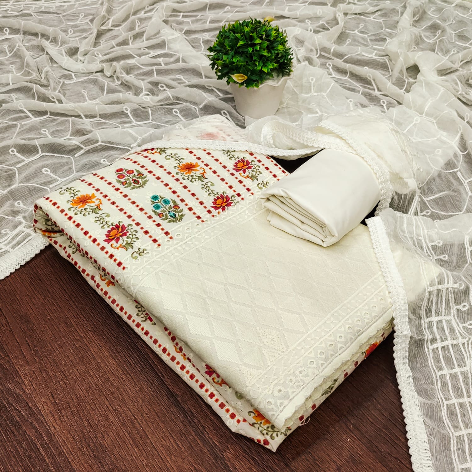 Chanderi Silk Croset work Dress Material - Premium  from Ethenika.com  - Just INR 1490! Shop now at Ethenika.com 