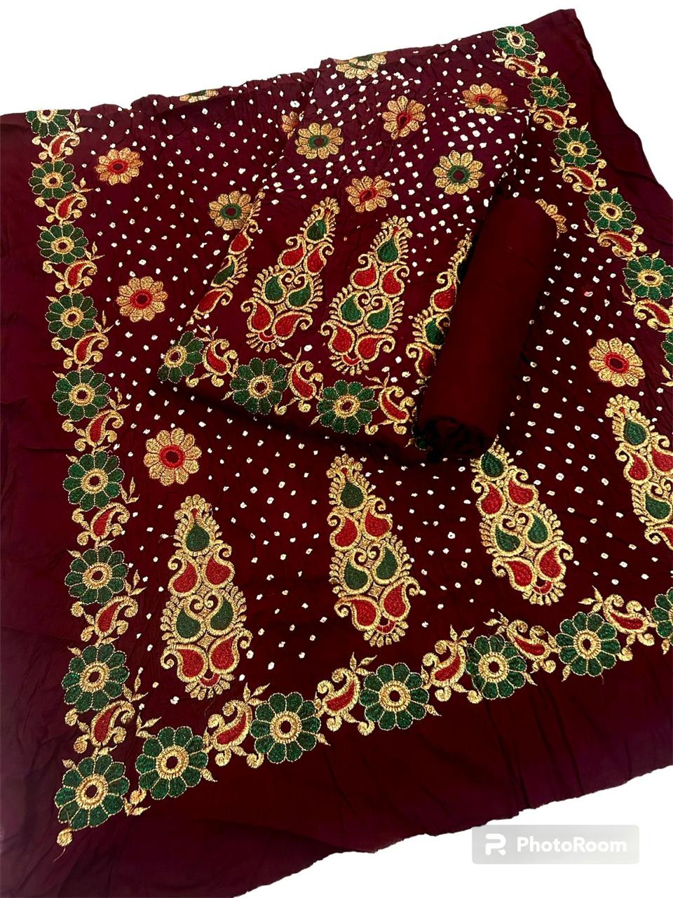 Cotton Thread embroidery work Bandhani Material - Premium  from Ethenika.com  - Just INR 2790! Shop now at Ethenika.com 