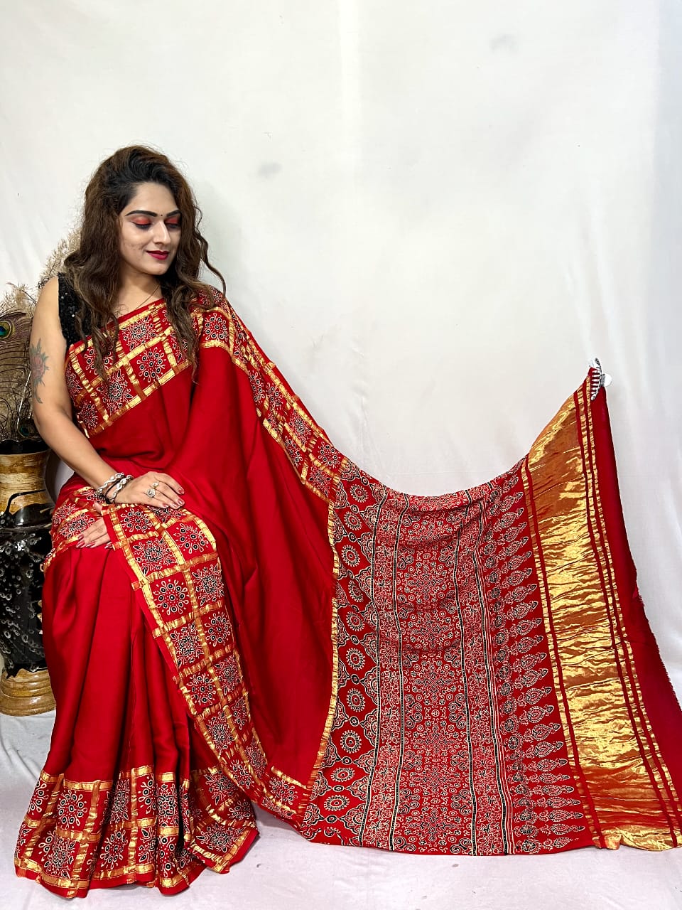 Modal Silk Gharchola Border Saree - Premium  from Ethenika.com  - Just INR 6299! Shop now at Ethenika.com 