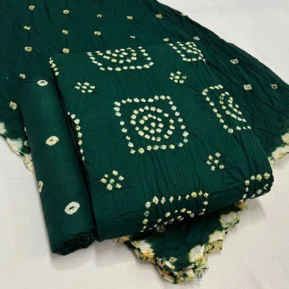 Cotton Satin Self Colour Kutchi Bandhani Material (Unstitched) Ethenika.com 