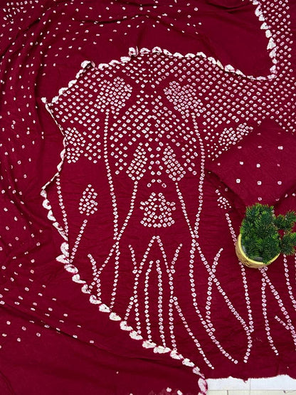 Cotton Satin Self Color Bandhani Dress Material (Unstitched) Ethenika.com 