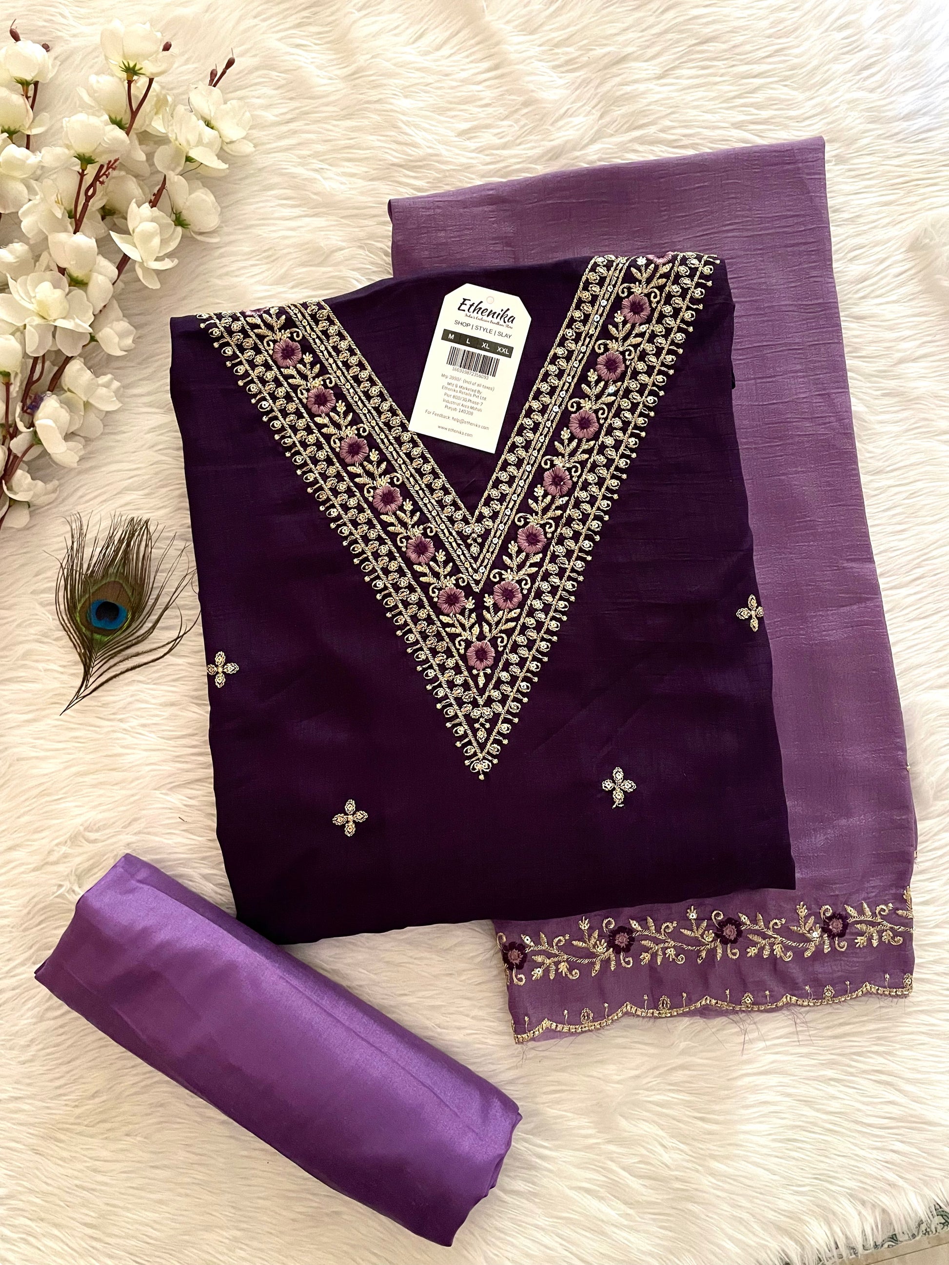 Neck V Embroidery work Summer Special Dress Material (Unstitched) - Premium  from Ethenika.com  - Just INR 1590! Shop now at Ethenika.com 