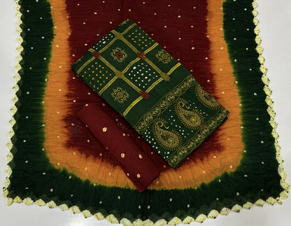 Cotton Kasab Embroidery Work Bandhani Dress Material - Premium  from Ethenika.com  - Just INR 2190! Shop now at Ethenika.com 