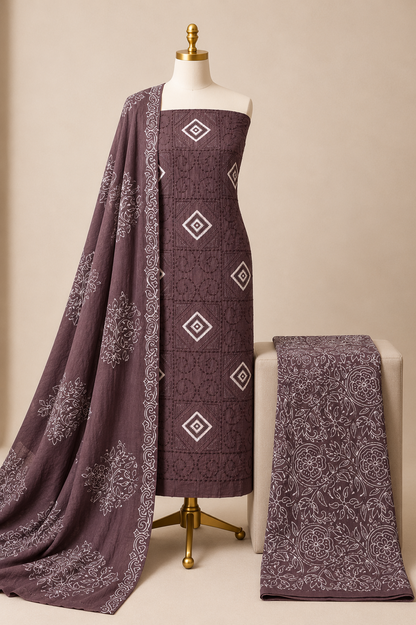 Soft Cotton Thread Work Printed Dresss Material (Unstitched)