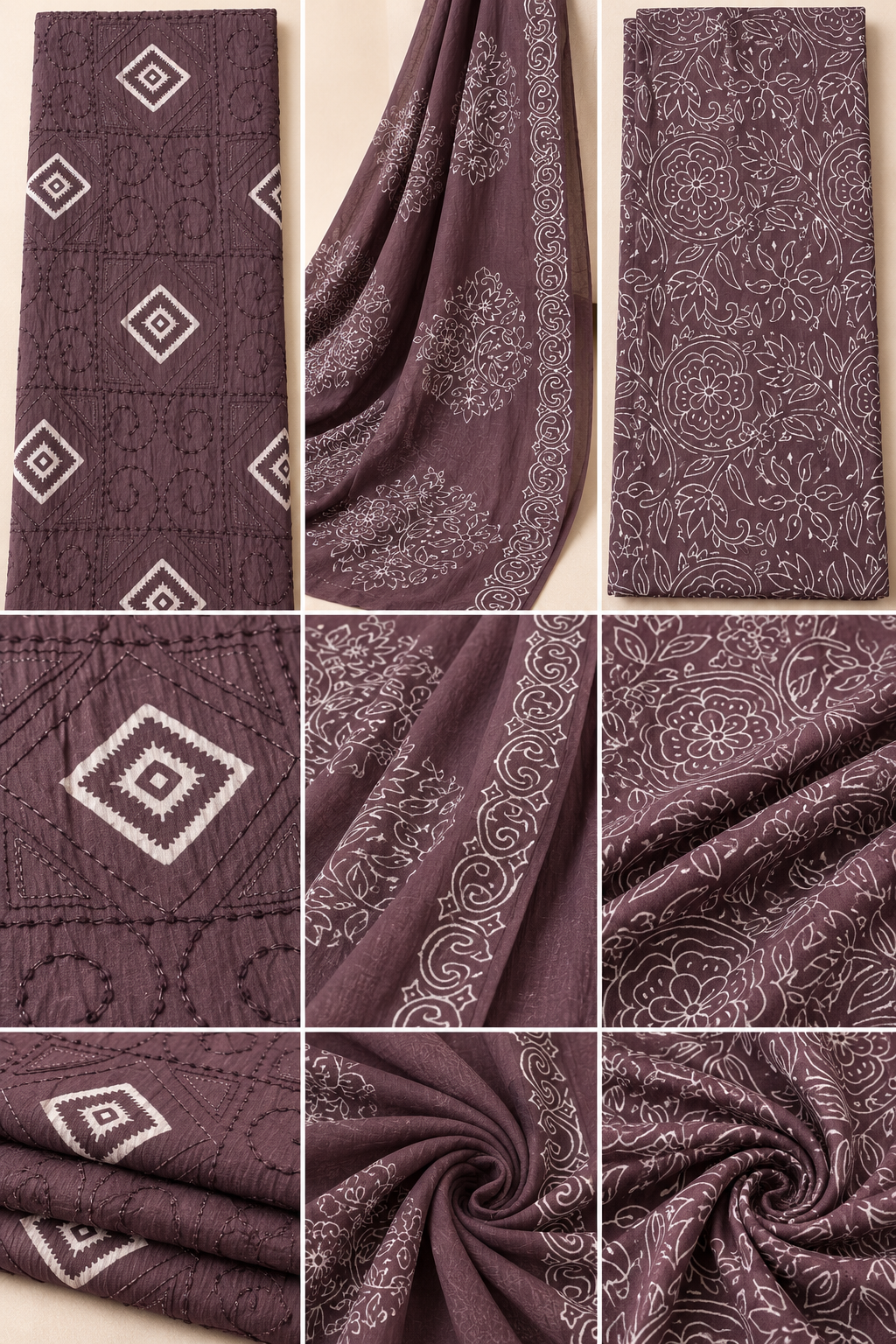Soft Cotton Thread Work Printed Dresss Material (Unstitched)