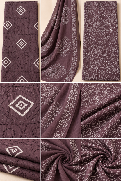 Soft Cotton Thread Work Printed Dresss Material (Unstitched)