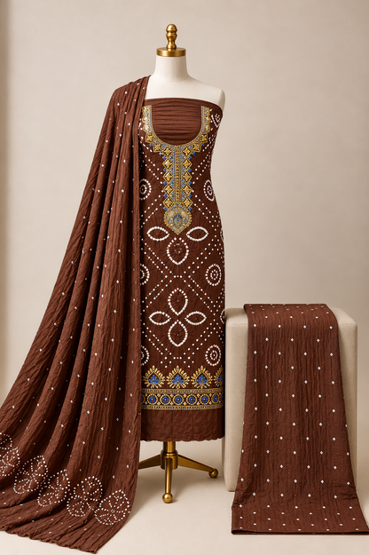 Rayon 3Pc Kutch Bandhani Dress Material
