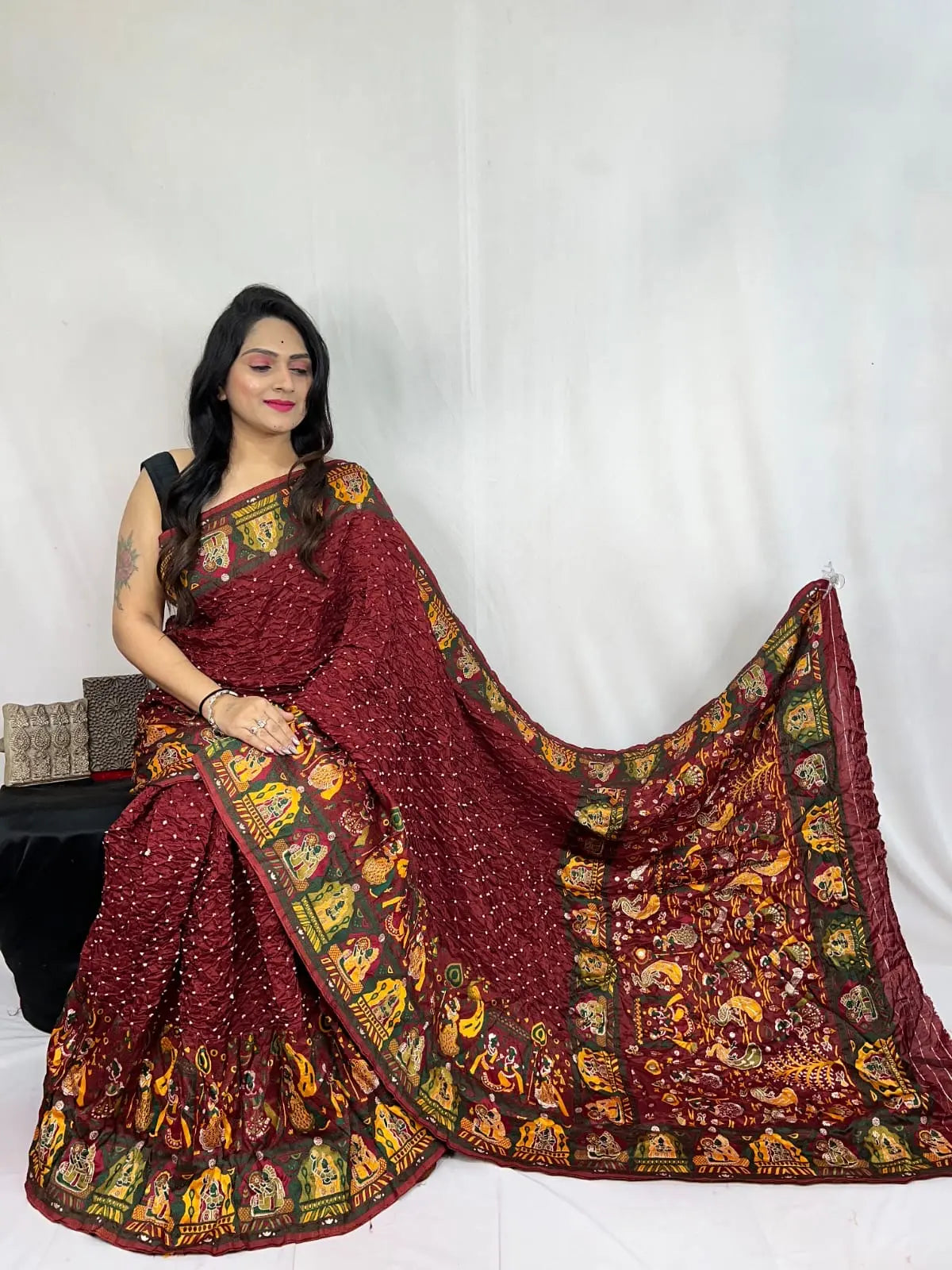 Kutch Authentic Pure Dola Silk Pasmina Saree Ethenika.com