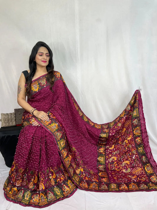 Kutch Authentic Pure Dola Silk Pasmina Saree Ethenika.com