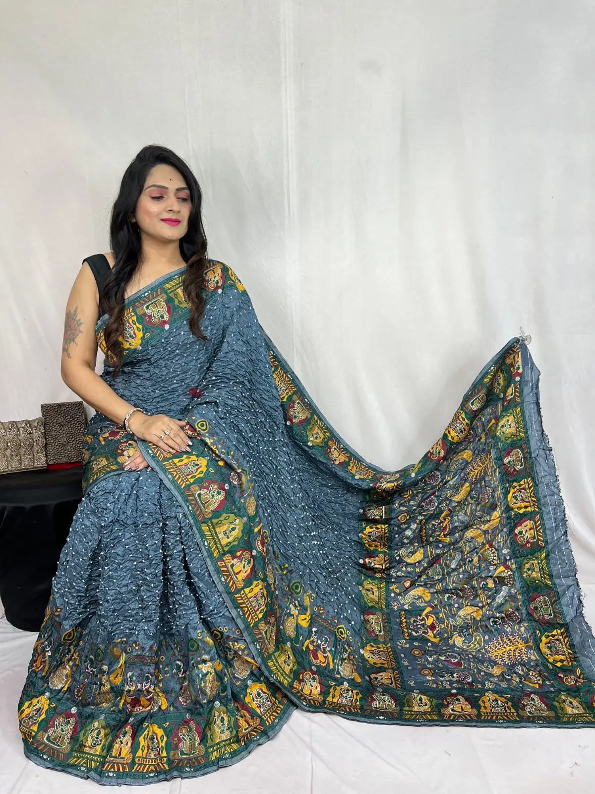 Kutch Authentic Pure Dola Silk Pasmina Saree Ethenika.com