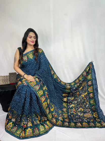 Kutch Authentic Pure Dola Silk Pasmina Saree Ethenika.com