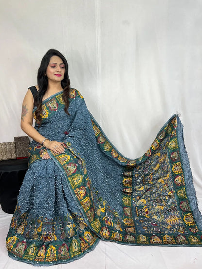 Kutch Authentic Pure Dola Silk Pasmina Saree Ethenika.com