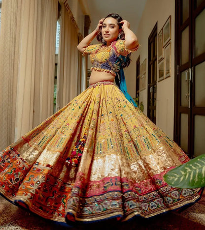 Muslin Cotton Digital Print Mirror Work Navratri Special Designer Chaniya Choli Ethenika.com