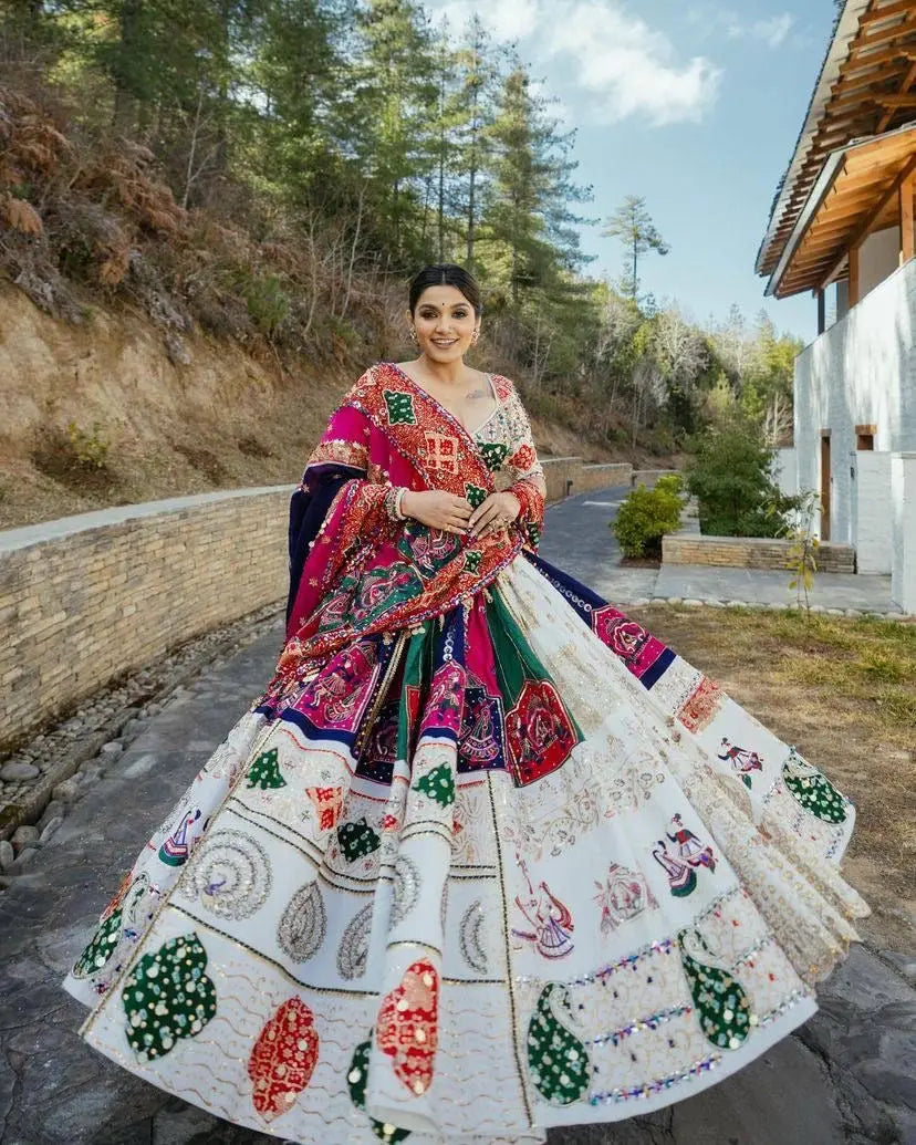 Muslin Cotton Digital Print with Mirror Work Navratri Special Chaniya Choli Ethenika.com
