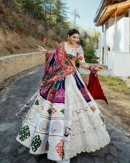 Muslin Cotton Digital Print with Mirror Work Navratri Special Chaniya Choli Ethenika.com