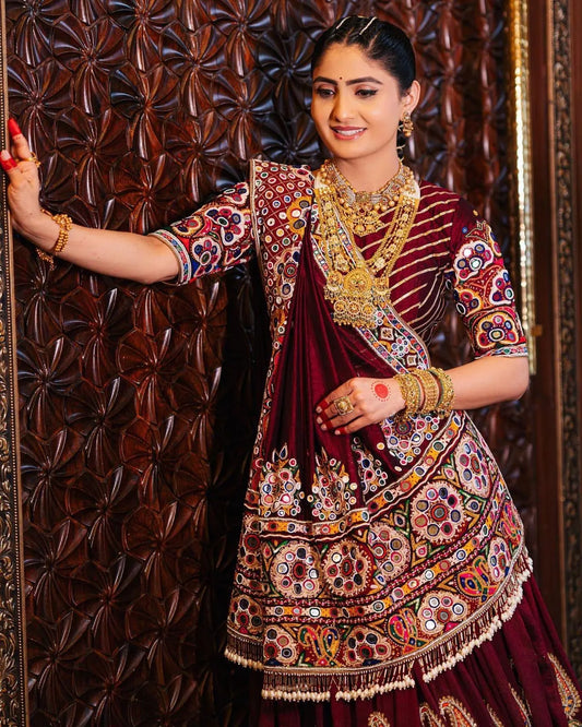 Muslin Cotton Digital Print with Mirror Work Navratri Special Chaniya Choli Ethenika.com