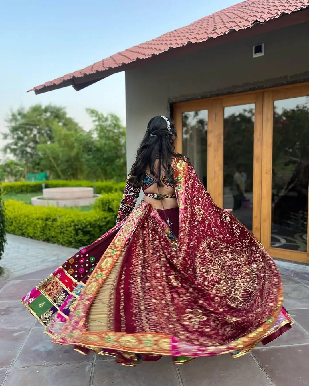 Muslin Cotton Digital Print with Mirror Work Navratri Special Desinger Chaniya Choli Ethenika.com