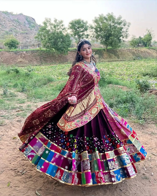 Muslin Cotton Digital Print with Mirror Work Navratri Special Desinger Chaniya Choli Ethenika.com