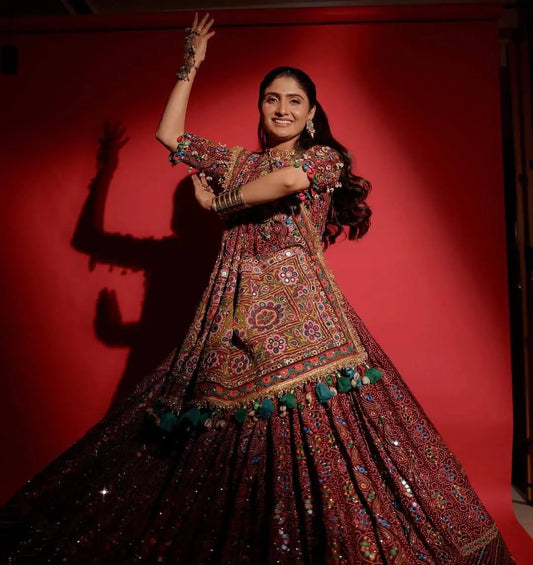 Muslin Cotton Digital Print with Real Mirror Work Navratri Special Designer Chaniya Choli Ethenika.com