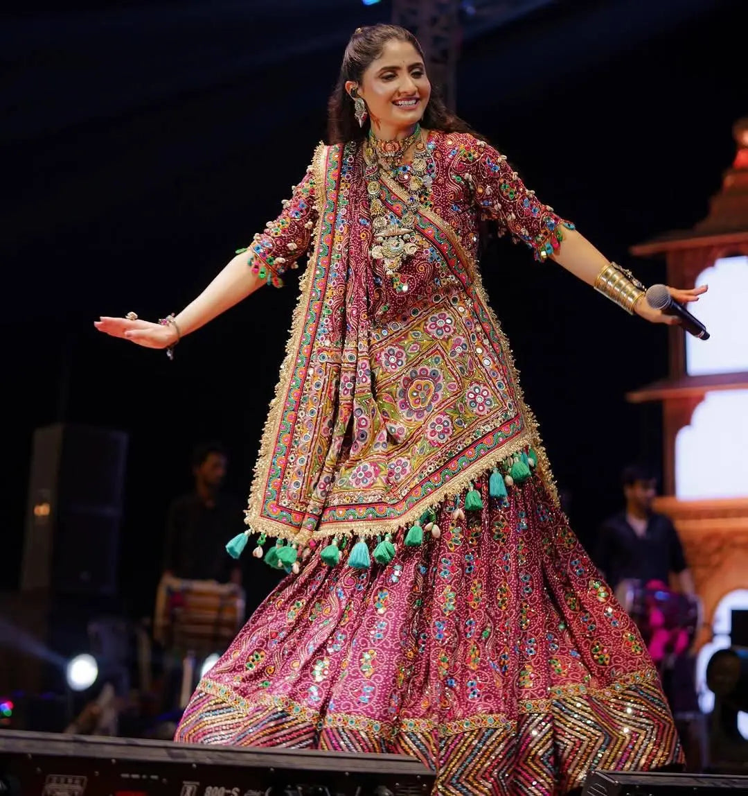 Muslin Cotton Digital Print with Real Mirror Work Navratri Special Designer Chaniya Choli Ethenika.com