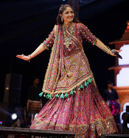 Muslin Cotton Digital Print with Real Mirror Work Navratri Special Designer Chaniya Choli Ethenika.com