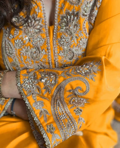 Pure Chinon Silk Sequence Silver Embroidery work Party Wear Kurti Pant Dupatta Set (Stitched) Ethenika.com