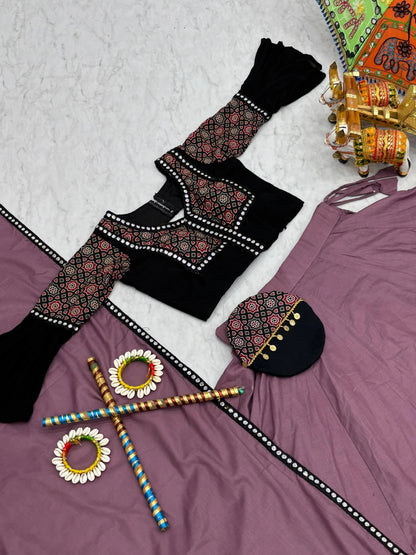 Pure Cotton Ajrakh Print with Mirror work Navratri Special Chaniya Choli (Ready to Wear) Ethenika.com