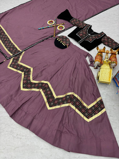 Pure Cotton Ajrakh Print with Mirror work Navratri Special Chaniya Choli (Ready to Wear) Ethenika.com