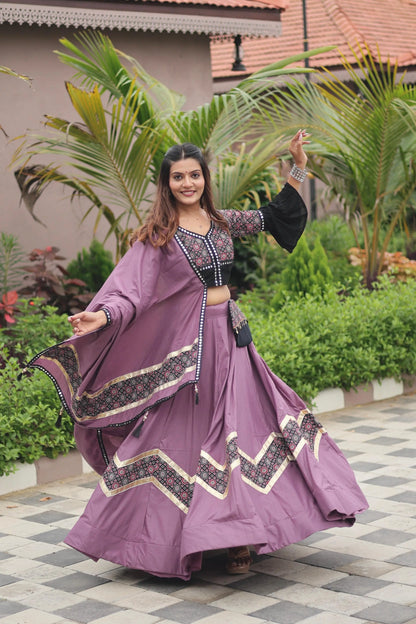 Pure Cotton Ajrakh Print with Mirror work Navratri Special Chaniya Choli (Ready to Wear) Ethenika.com