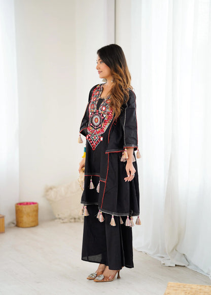 Pure Khadi Cotton Mirror Work Rakhi Special Cord Set (Ready to Wear) Ethenika.com