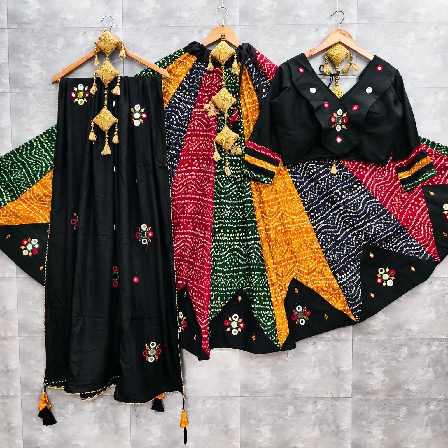 Pure Rayon Multicolor Bandhani Print Navratri Special Designer Chaniya Choli (Ready to Wear) Ethenika.com