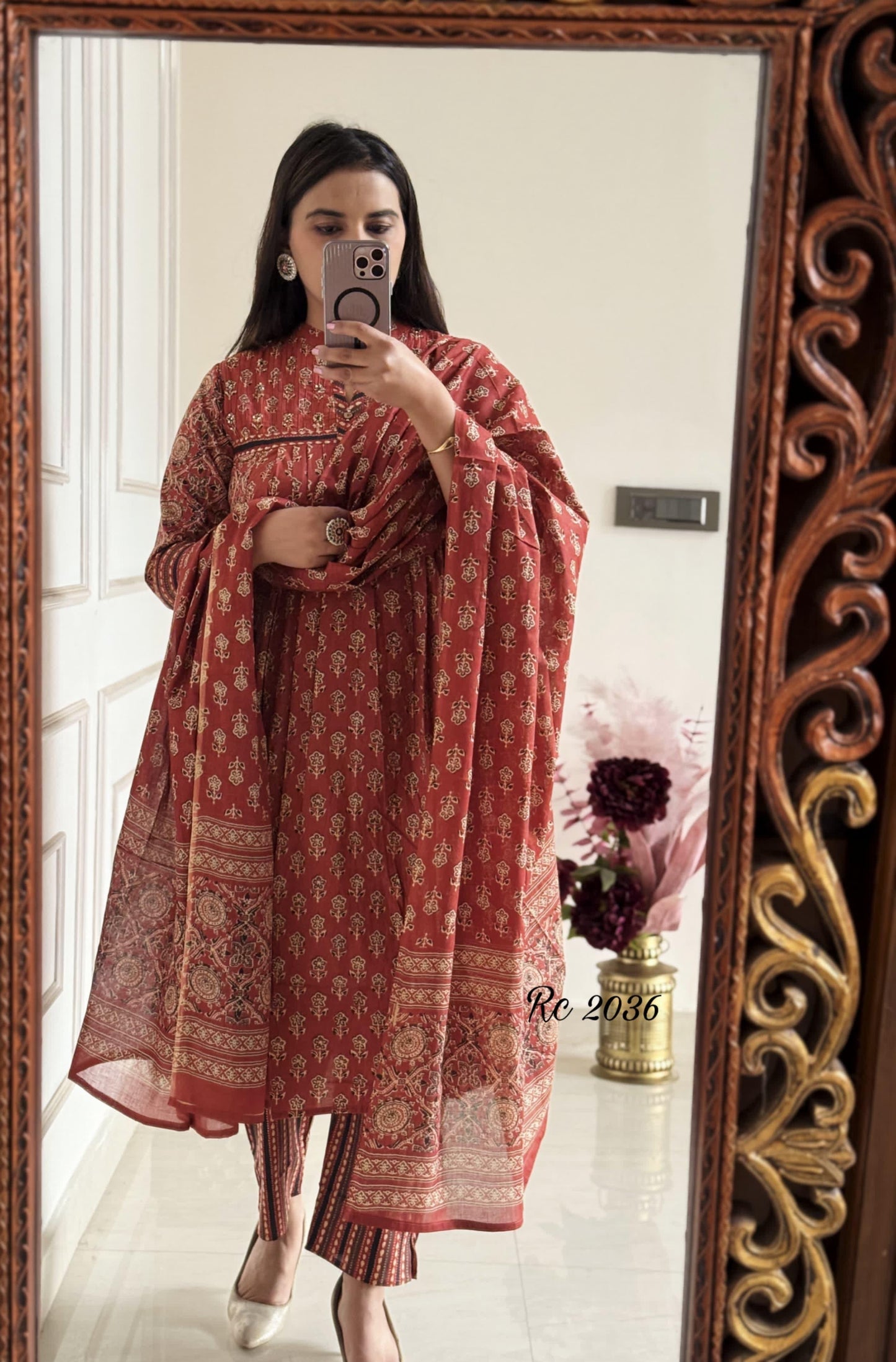 Pure Soft Cotton Summer Special Block Print work Kurti Pant Dupatta Set (Ready to Wear) - Premium  from Ethenika.com  - Just INR 2590! Shop now at Ethenika.com 
