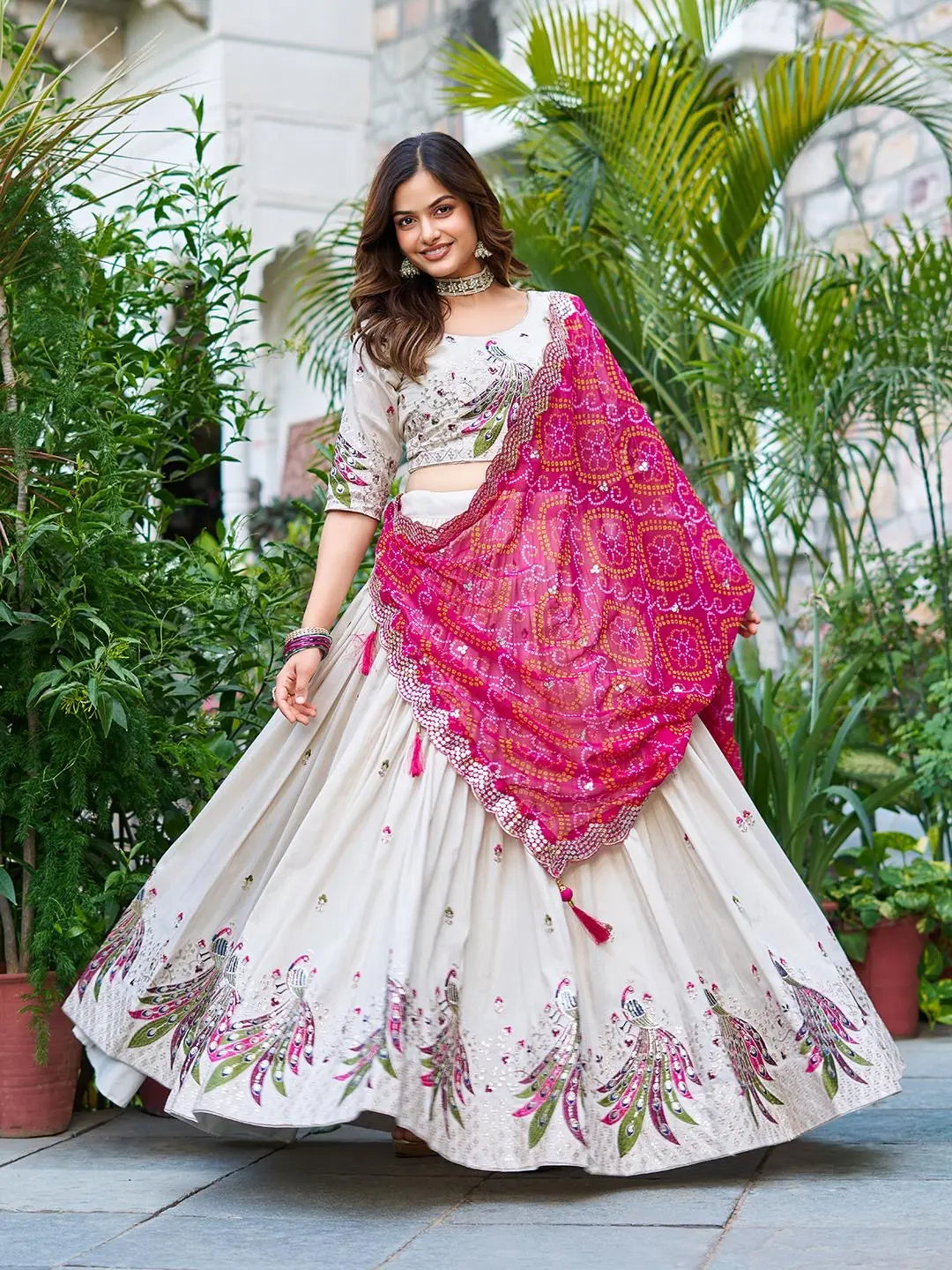Pure Tissue Silk Embroidery work Lehenga Choli (Ready to Wear) Ethenika.com